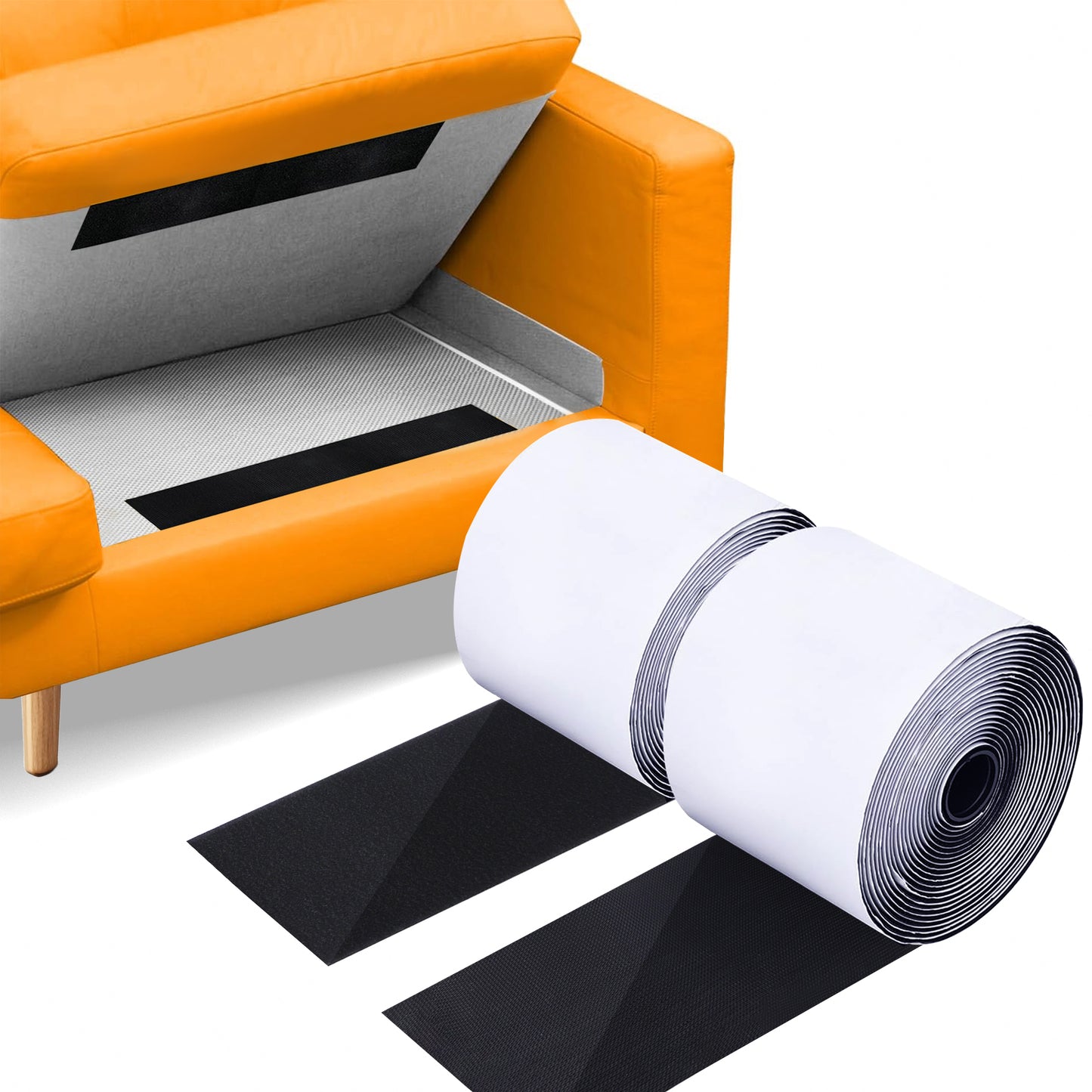 4.3 Inch x 20 Feet Heavy Duty Strips for Couch Cushions, Hook and Loop Tape with Adhesive, After use Anti Non Slip, Keep Couch Cushions from Sliding, 1 PCS